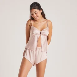 Bow Cami Pyjamatop i Satin - Blush