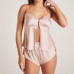 Bow Cami Pyjamatop i Satin - Blush