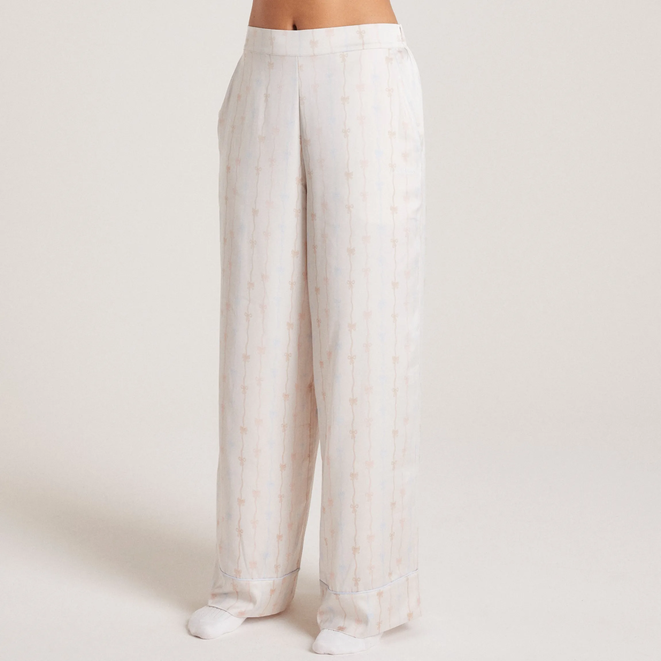 Bow Pyjamabukser i Satin - Perle