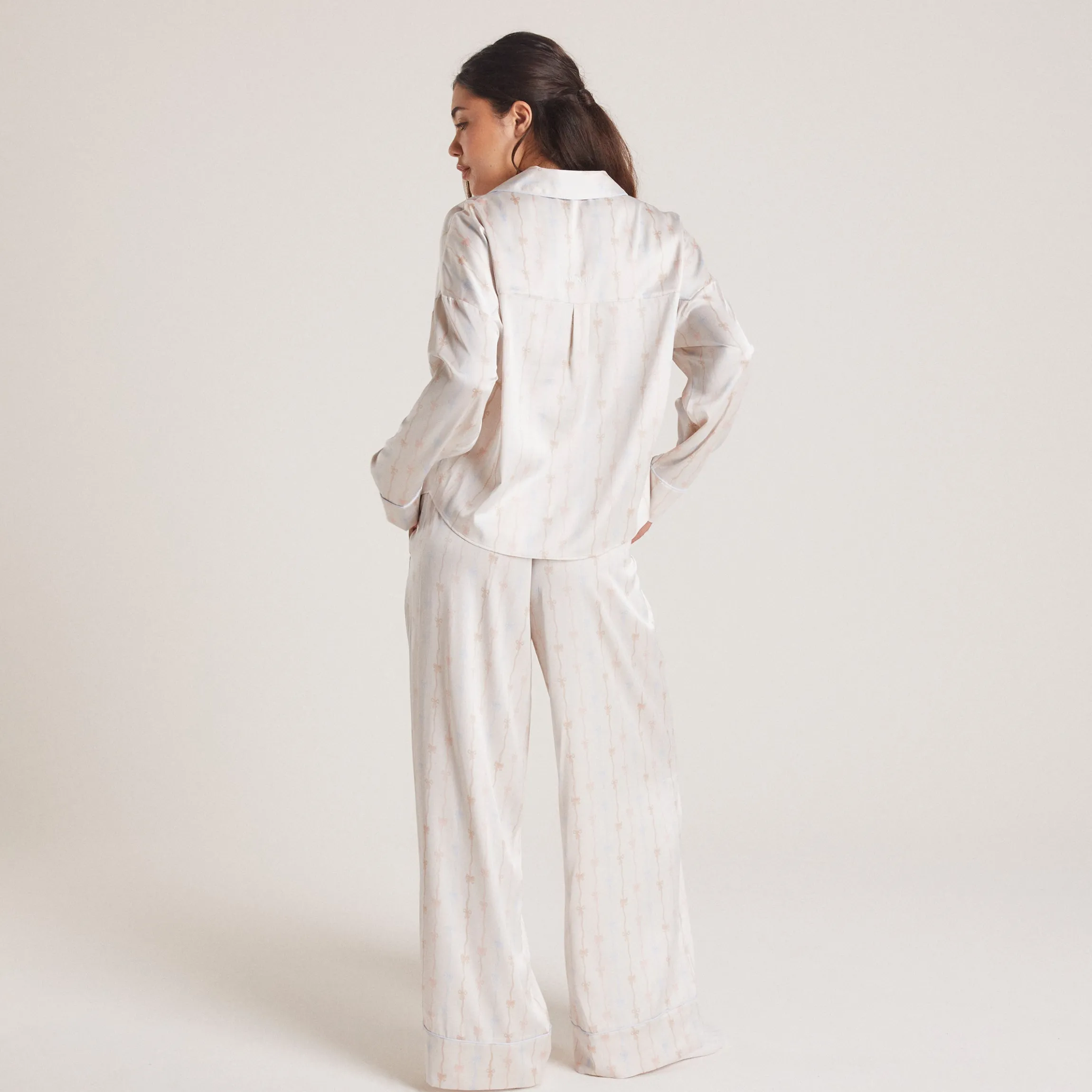 Bow Pyjamabukser i Satin - Perle