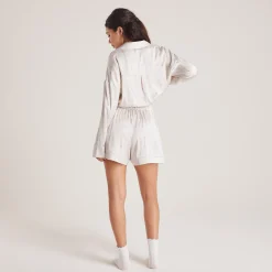 Bow Pyjamashorts i Satin - Perle