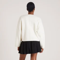 Cardigan med lynlås - Creme