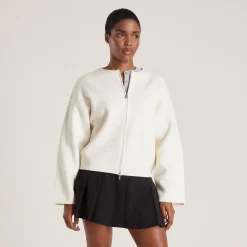 Cardigan med lynlås - Creme