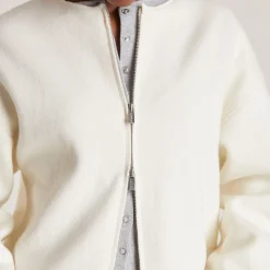 Cardigan med lynlås - Creme