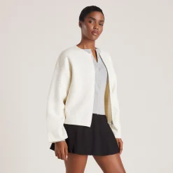 Cardigan med lynlås - Creme