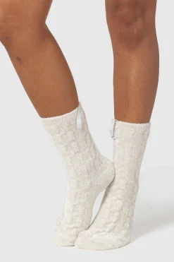 Chenille Strikkede Sokker - Perle