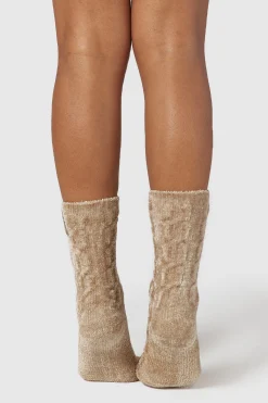 Chenille Strikkede Sokker - Mink