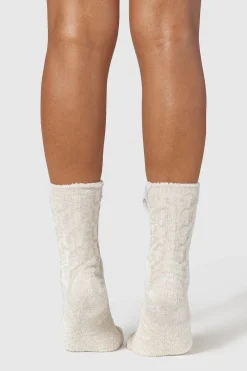 Chenille Strikkede Sokker - Perle
