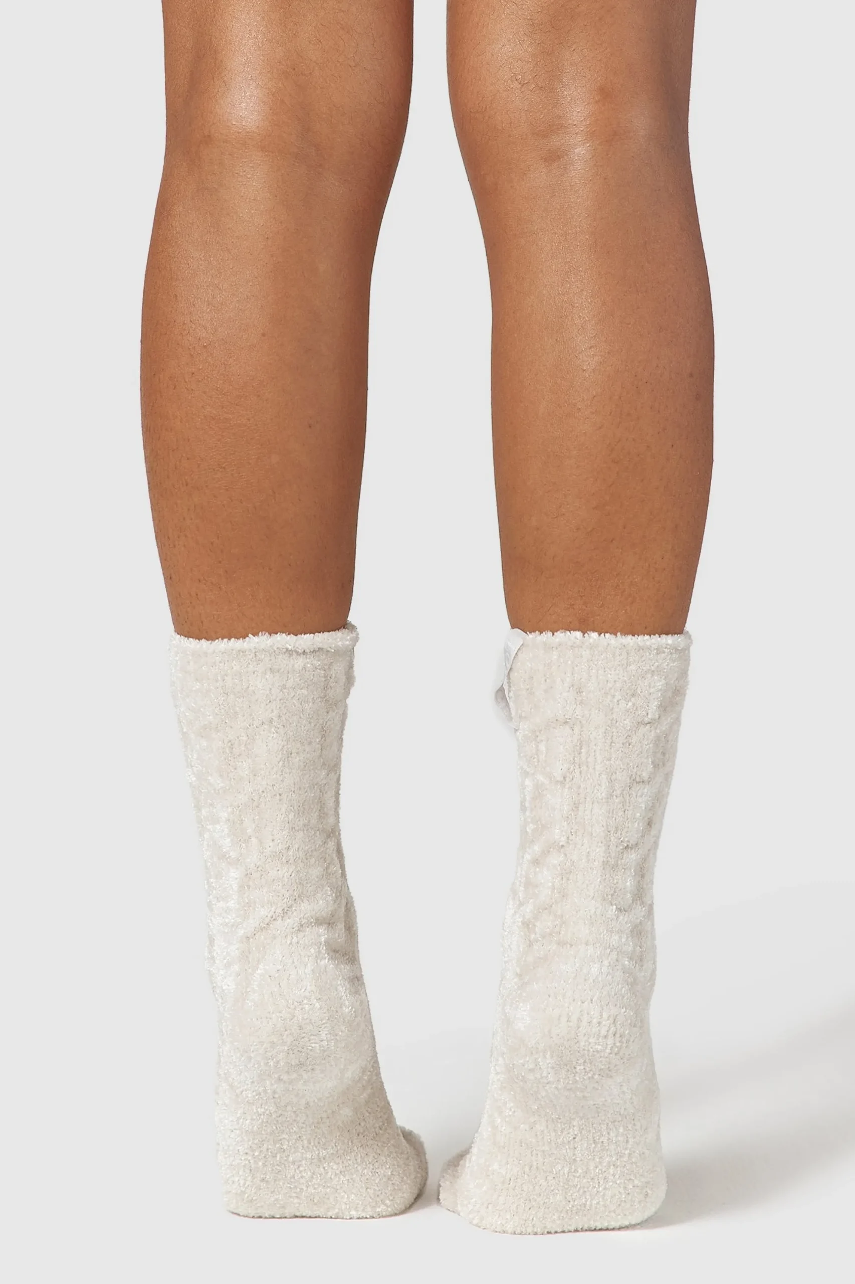 Chenille Strikkede Sokker - Perle