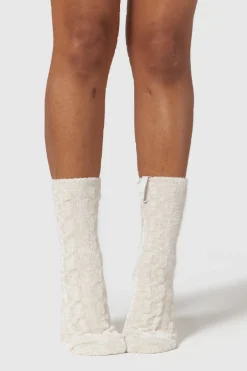 Chenille Strikkede Sokker - Perle