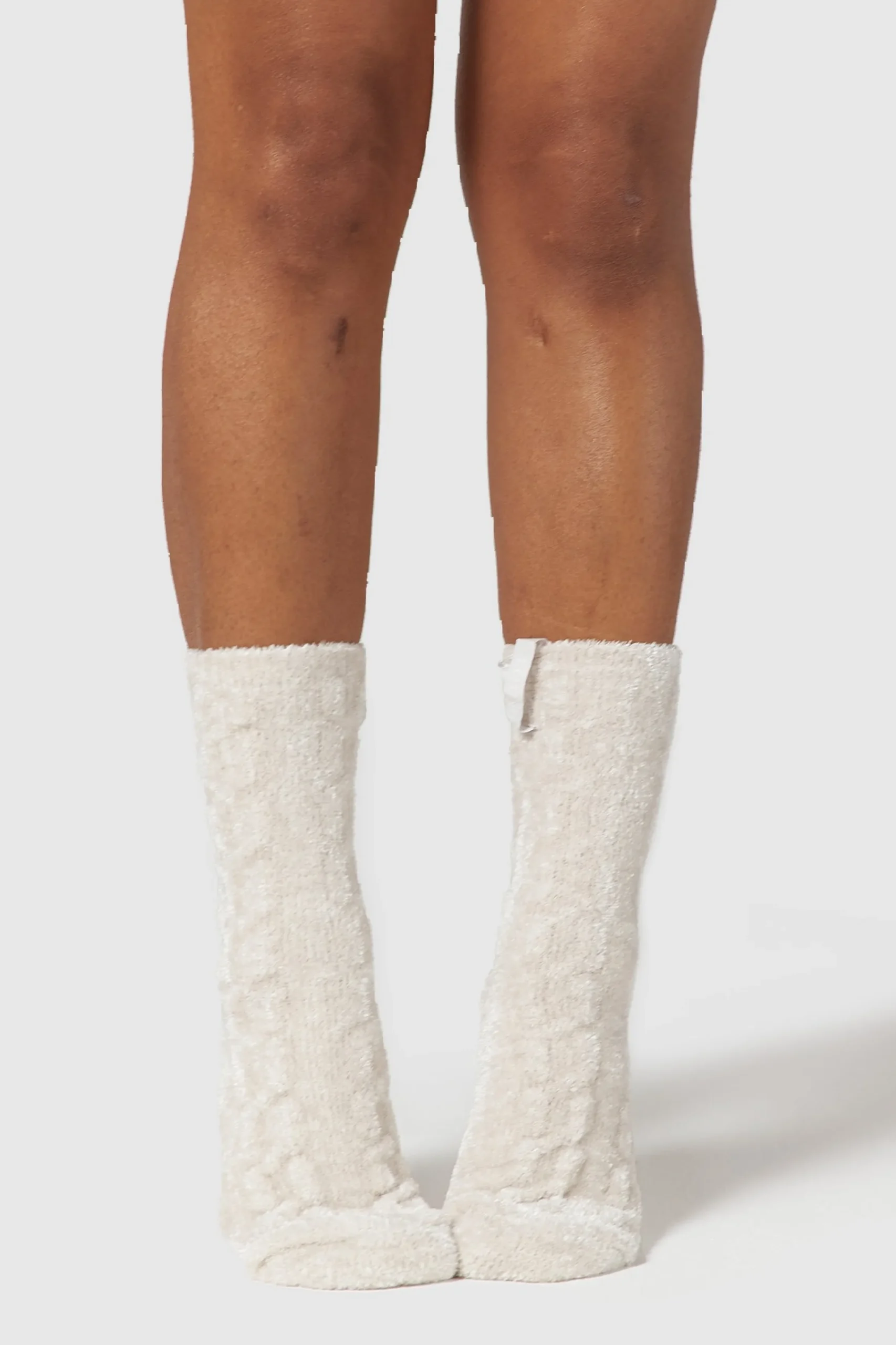 Chenille Strikkede Sokker - Perle