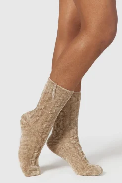 Chenille Strikkede Sokker - Mink