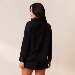 Classic Satin Pyjama Skjorte - Sort