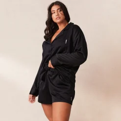 Classic Satin Pyjama Skjorte - Sort