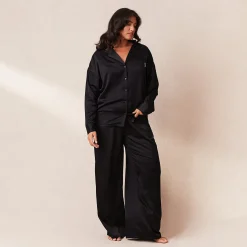 Classic Satin Pyjama Skjorte - Sort