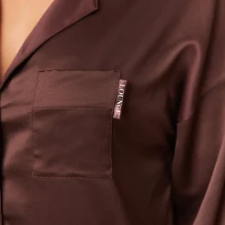 Classic Satin Pyjama Skjorte - Chokolade