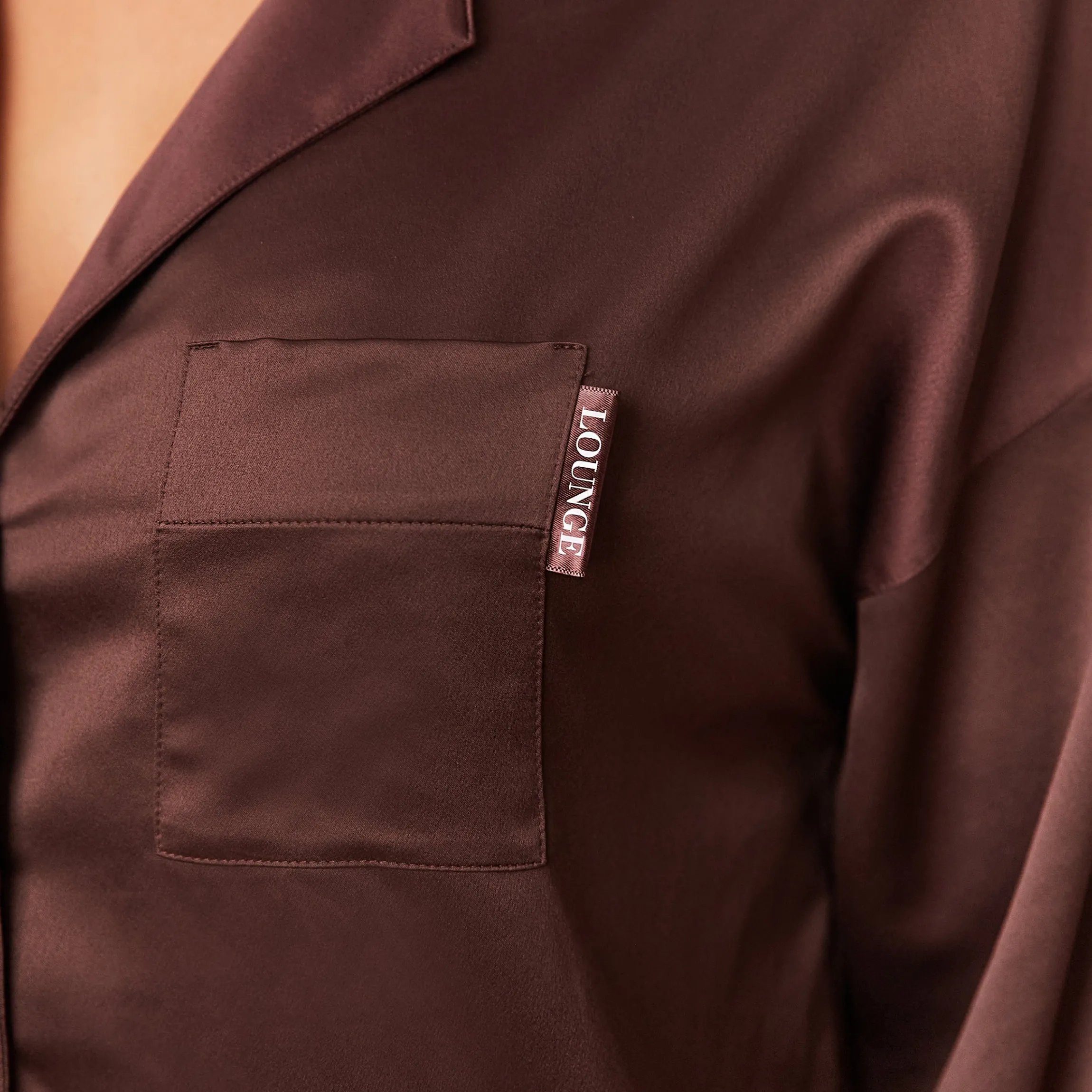 Classic Satin Pyjama Skjorte - Chokolade