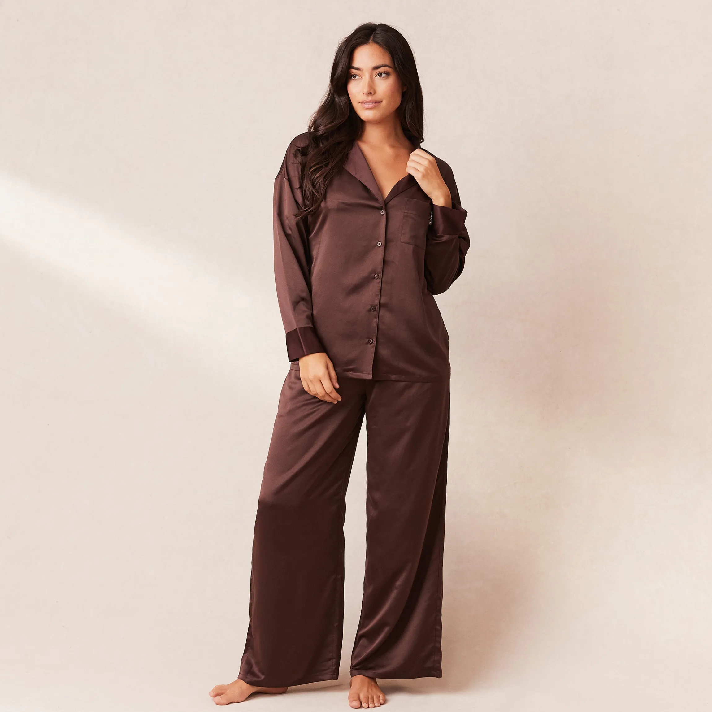 Classic Satin Pyjamabukser - Chokolade