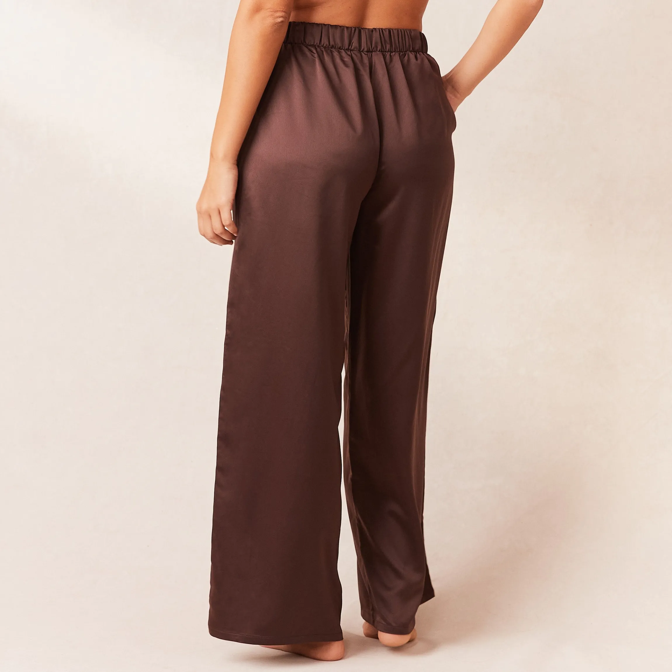 Classic Satin Pyjamabukser - Chokolade
