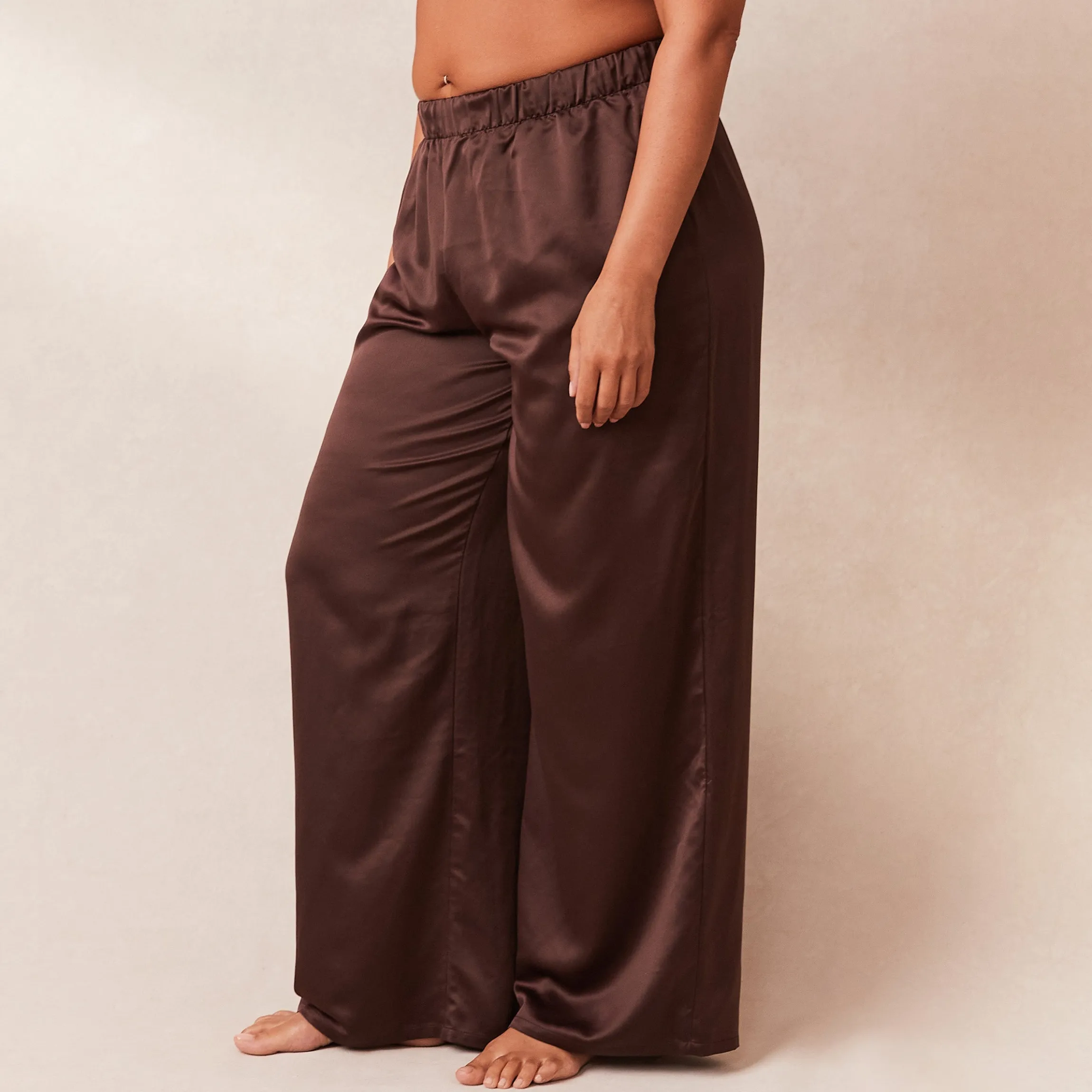 Classic Satin Pyjamabukser - Chokolade