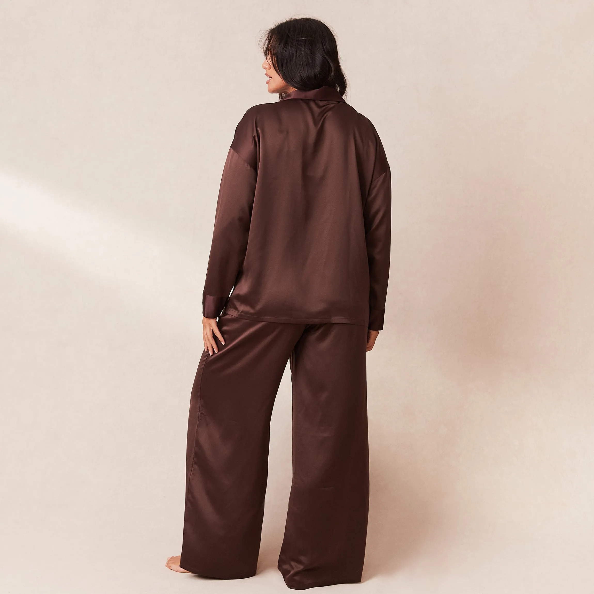 Classic Satin Pyjamabukser - Chokolade