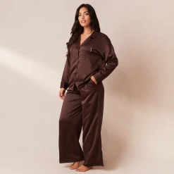 Classic Satin Pyjamabukser - Chokolade