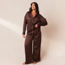 Classic Satin Pyjamabukser - Chokolade