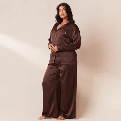 Classic Satin Pyjamabukser - Chokolade
