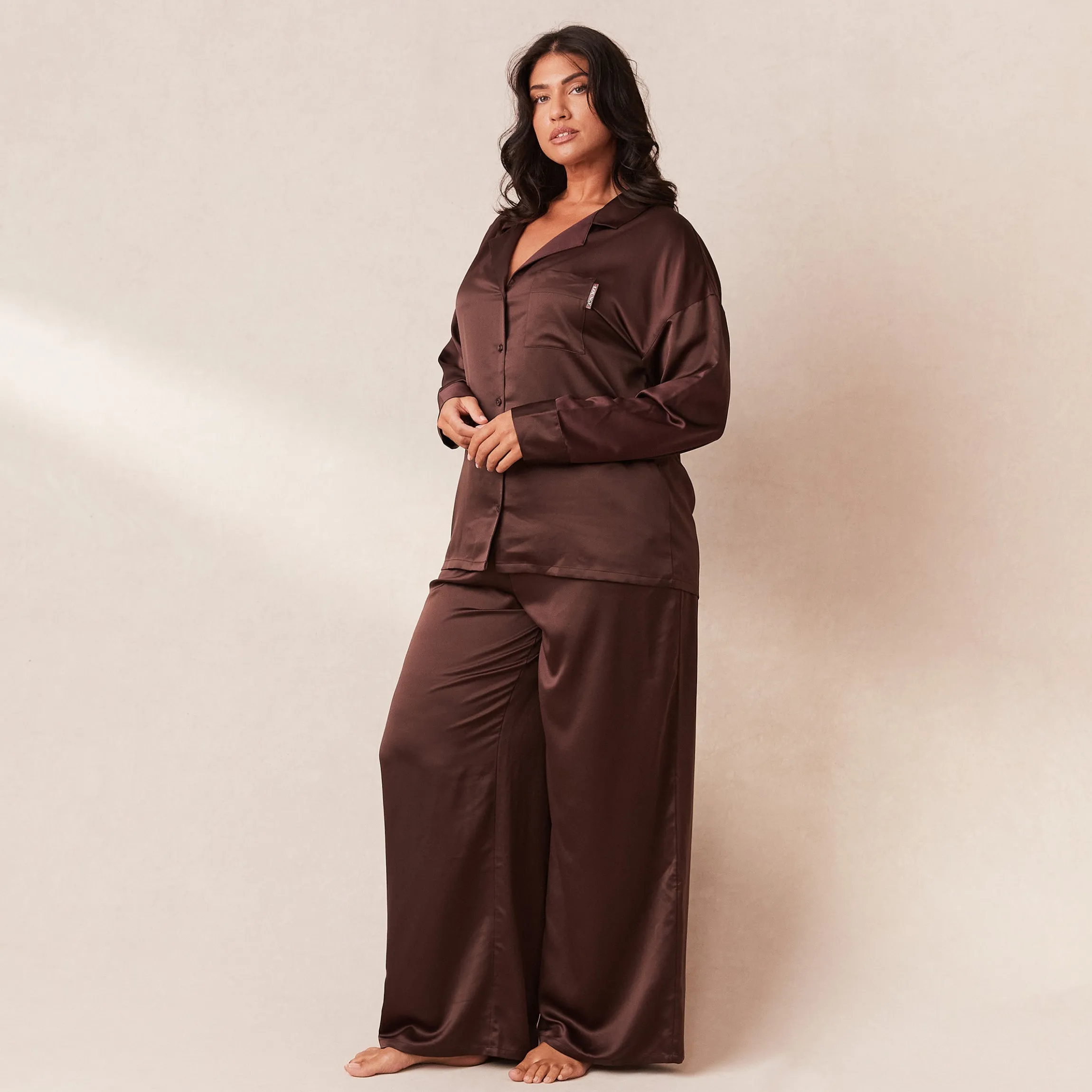 Classic Satin Pyjamabukser - Chokolade