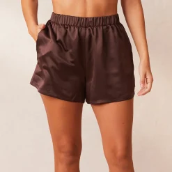 Classic Satin Pyjamashorts - Chokolade