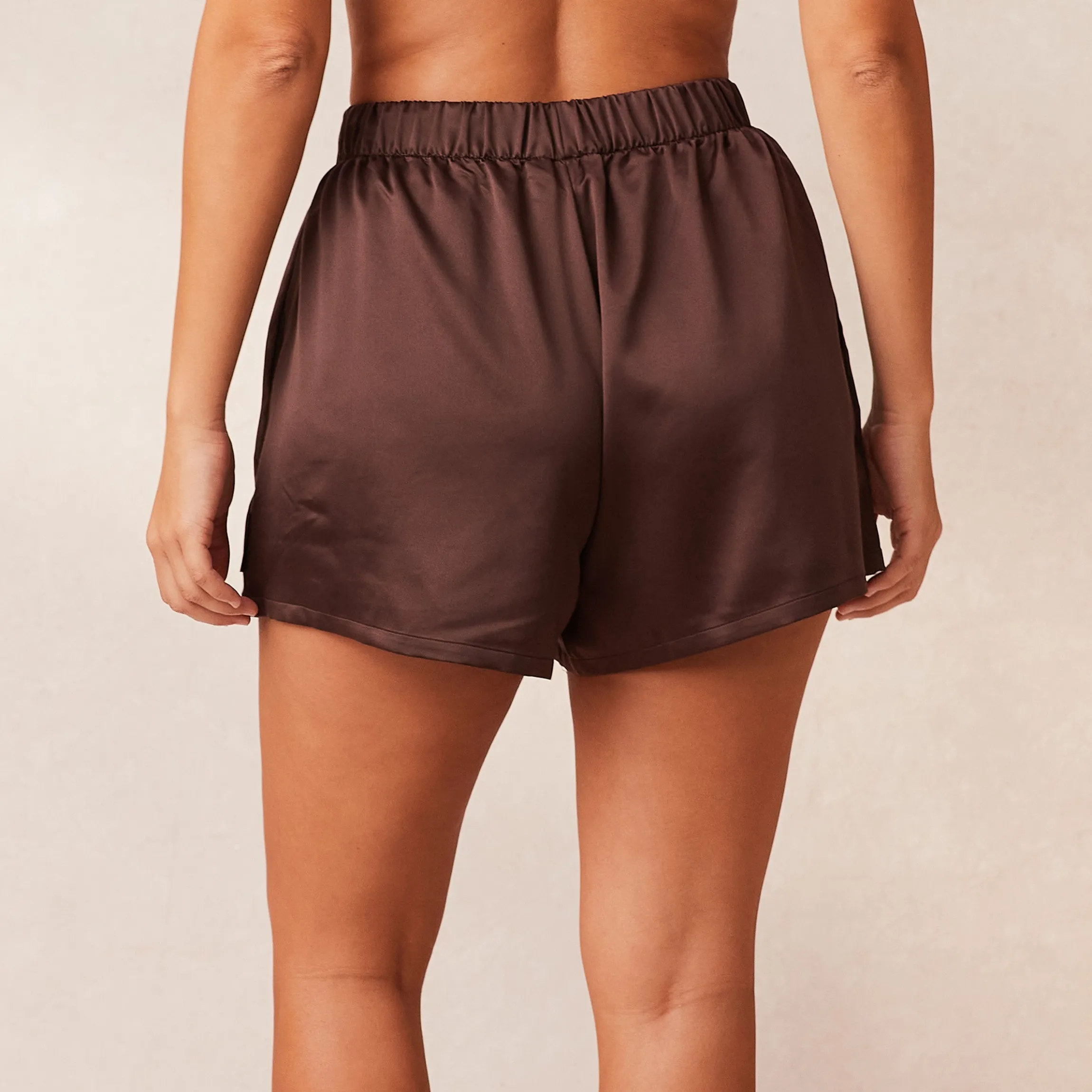 Classic Satin Pyjamashorts - Chokolade