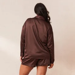 Classic Satin Pyjamashorts - Chokolade