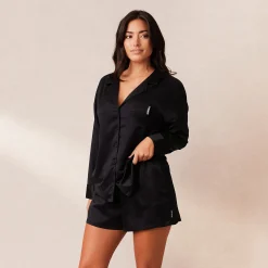 Classic Satin Pyjamashorts - Sort
