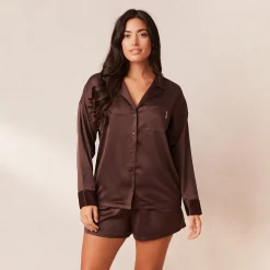 Classic Satin Pyjamashorts - Chokolade