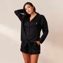 Classic Satin Pyjamashorts - Sort