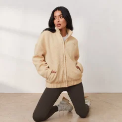 Cosy Fleecejakke med Lynlås - Creme