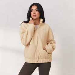 Cosy Fleecejakke med Lynlås - Creme