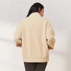 Cosy Fleecejakke med Lynlås - Creme