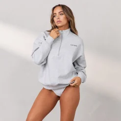 Essential Oversized Trøje med Kvart Lynlås - Frostfarvet