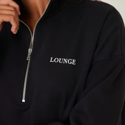 Essential Oversized Trøje med Kvart Lynlås - Sort
