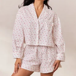 Floral Pyjama Skjorte - Hvid Print