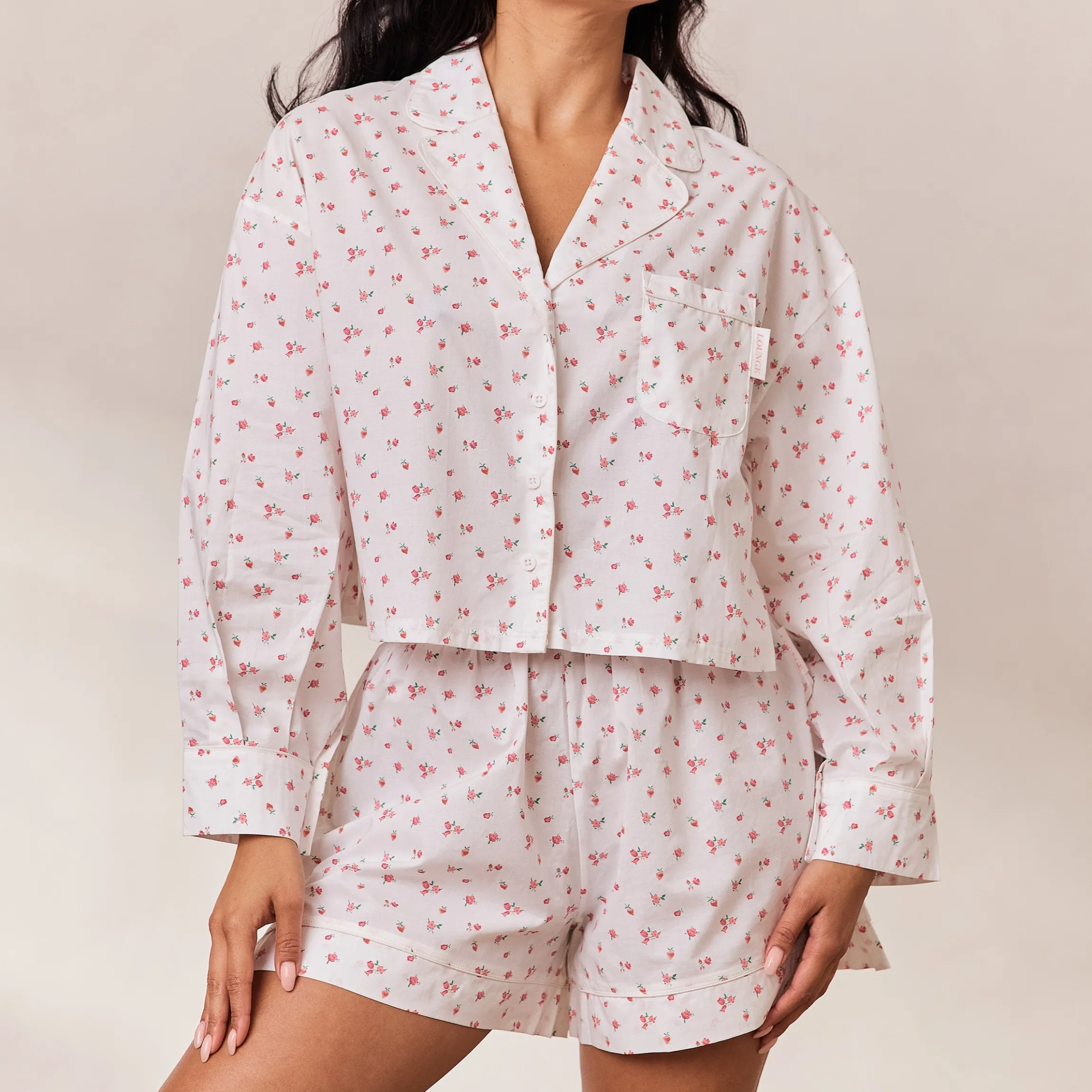 Floral Pyjama Skjorte - Hvid Print