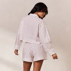 Floral Pyjama Skjorte - Hvid Print