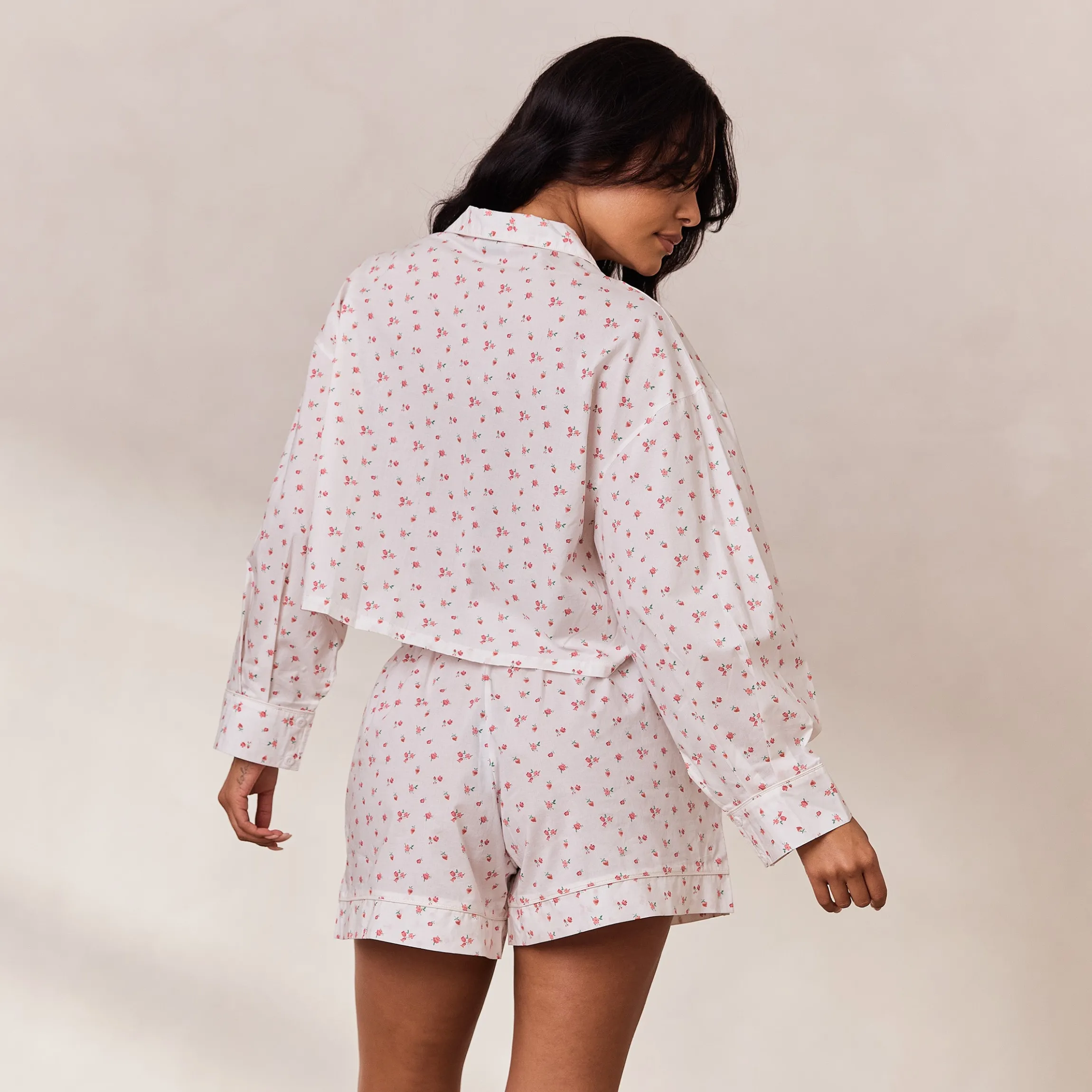 Floral Pyjama Skjorte - Hvid Print
