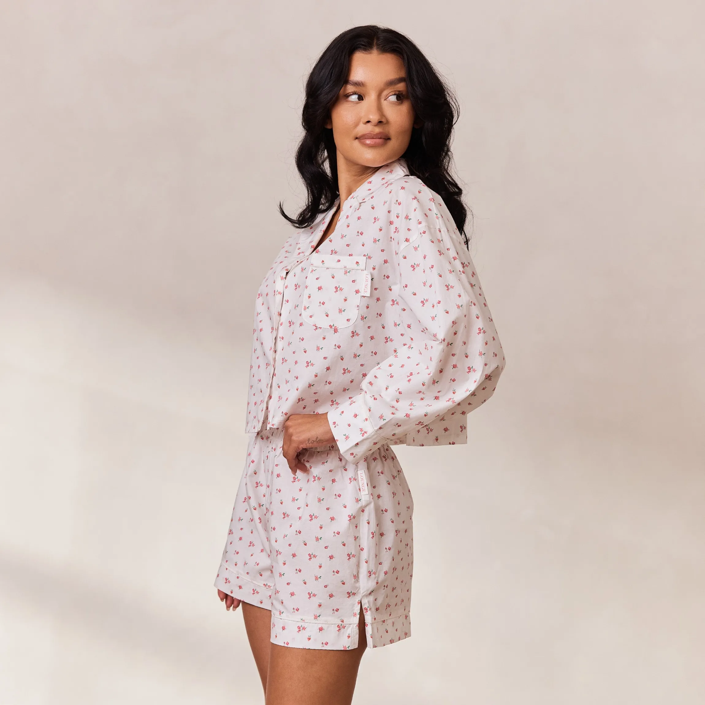 Floral Pyjama Skjorte - Hvid Print