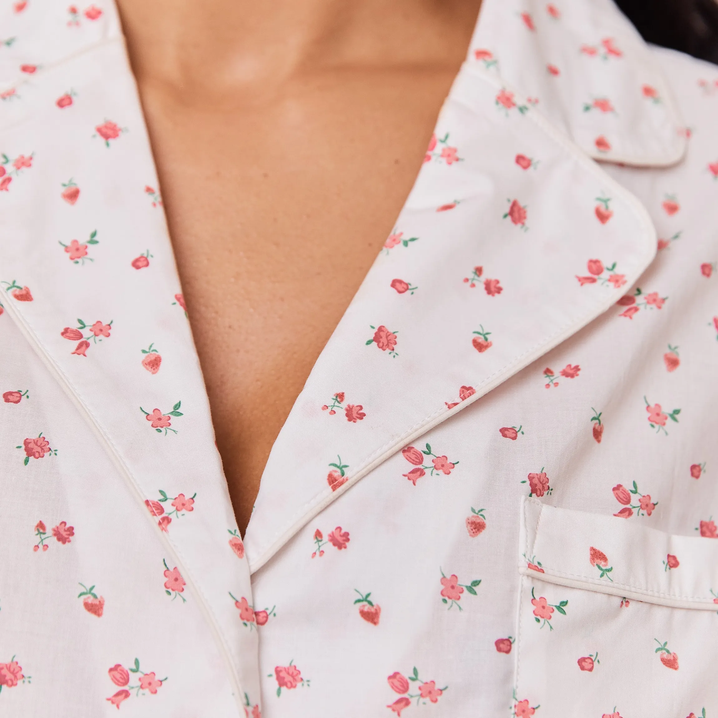 Floral Pyjama Skjorte - Hvid Print