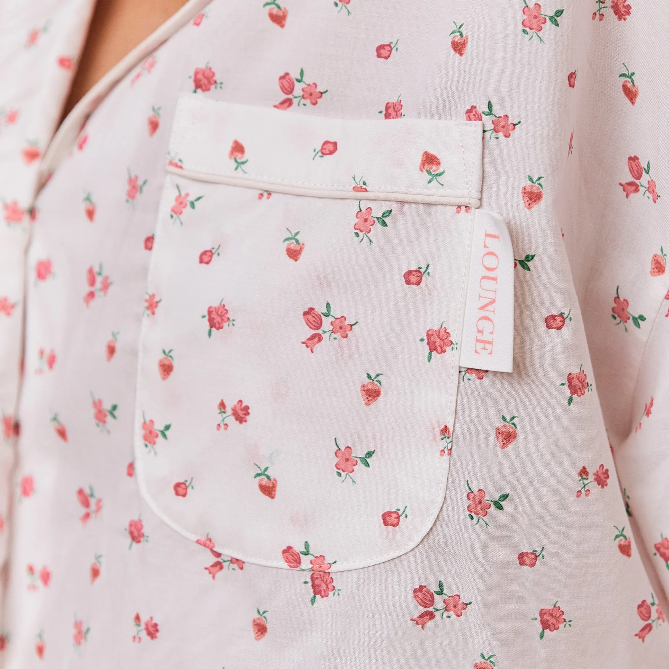 Floral Pyjama Skjorte - Hvid Print