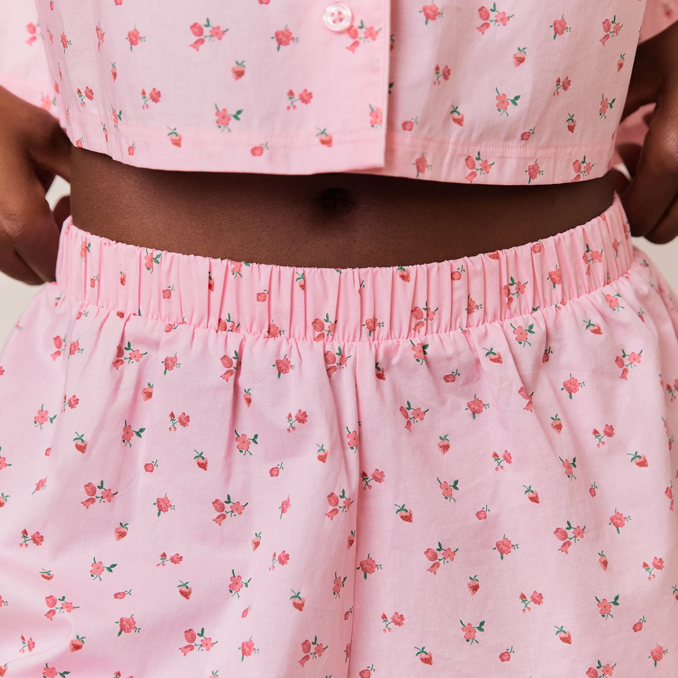 Floral Pyjama Skjorte - Pink Print