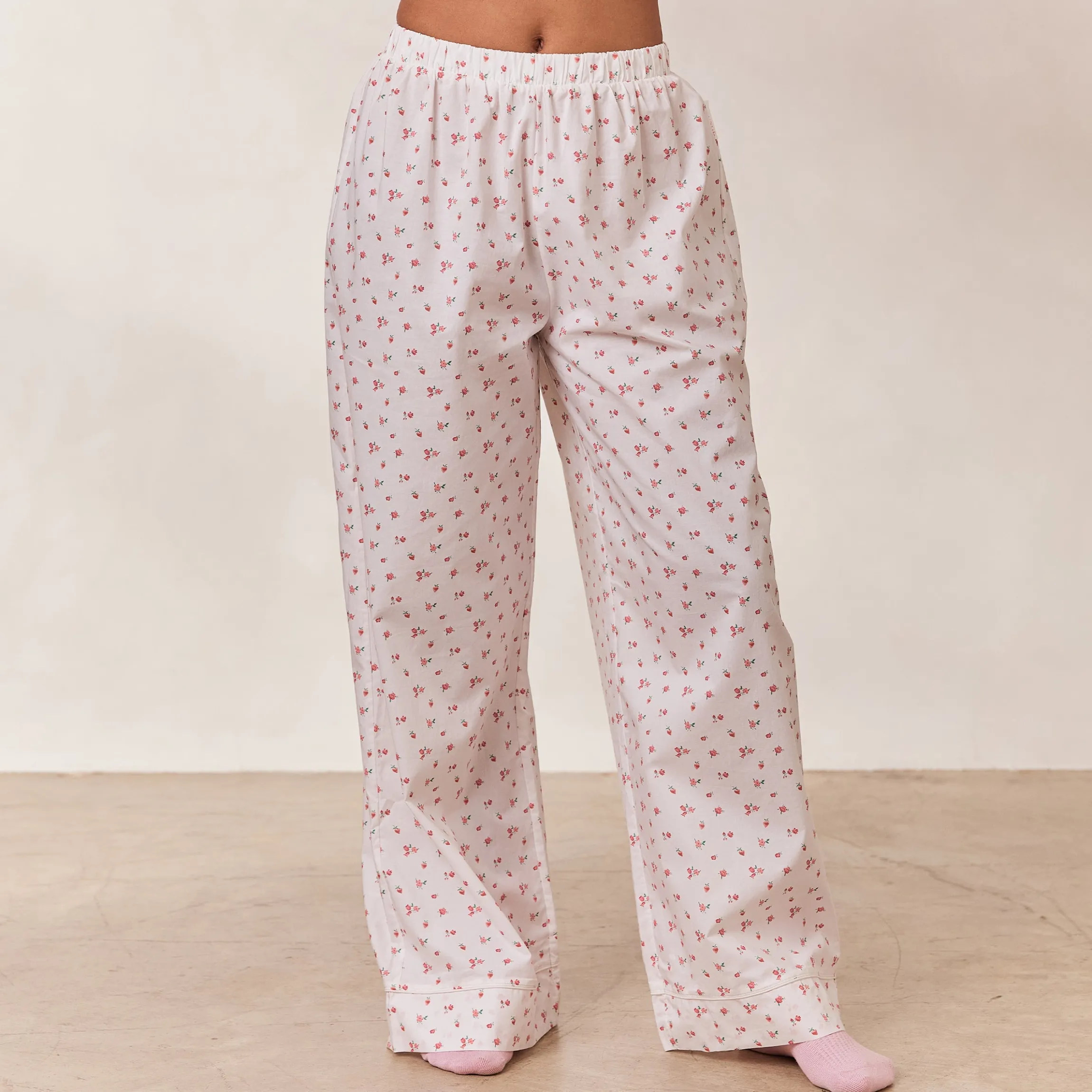 Floral Pyjamabukser - Hvid Print