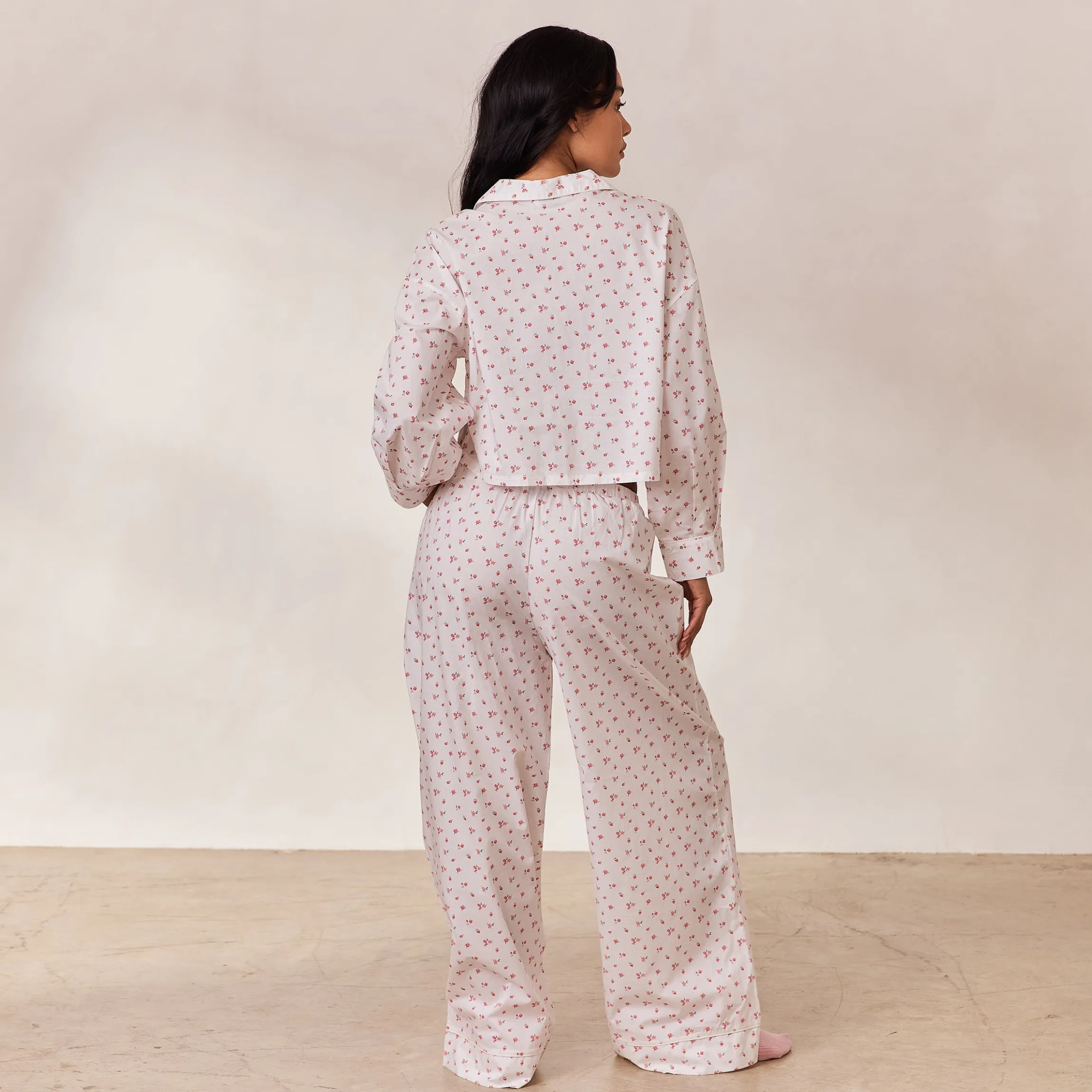 Floral Pyjamabukser - Hvid Print